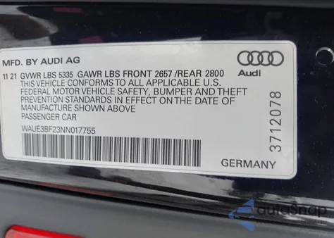 2022 Audi A6 Premium Plus 45 Tfsi Quattro S Tronic z USA, uszkodzony, nr VIN WAUE3BF23NN017755